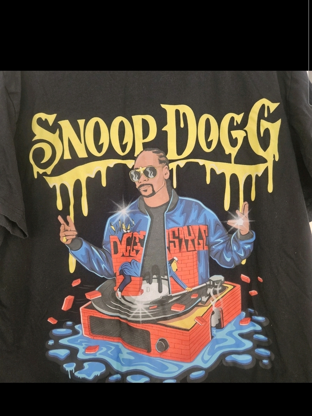 Snoop Dogg T-Shirt XL Black Logo Drip Graphic Rap Tee Dogg Supply Hip Hop Street
